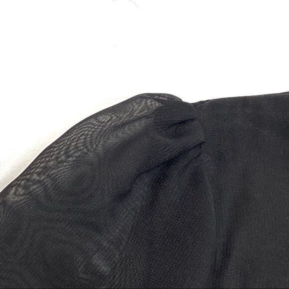 Kate Kasin black floral long sleeve chiffon dress size S - Picture 9 of 14